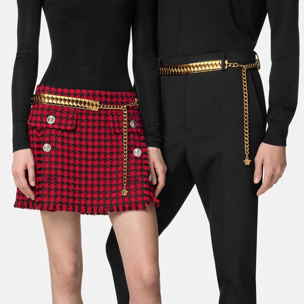 $3225 AUTHENTIC new VERSACE rare RUNWAY metal chain BELT medusa gold